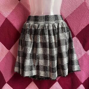 Black grey plaid mini skirt